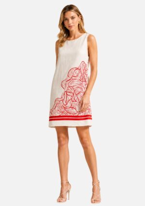 Vestido Comfort Reto Com Decote Redondo E Estampa Sommer