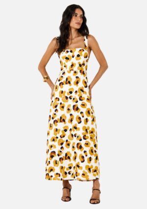 Vestido Linho Estampado Animal Print Sommer