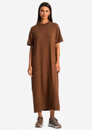 Vestido Midi Marrom Molecotton Viscose Rovitex
