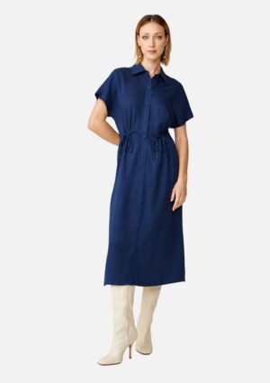 Chemise Longo Detalhe Viés Azul Marinho Maria.Valentina