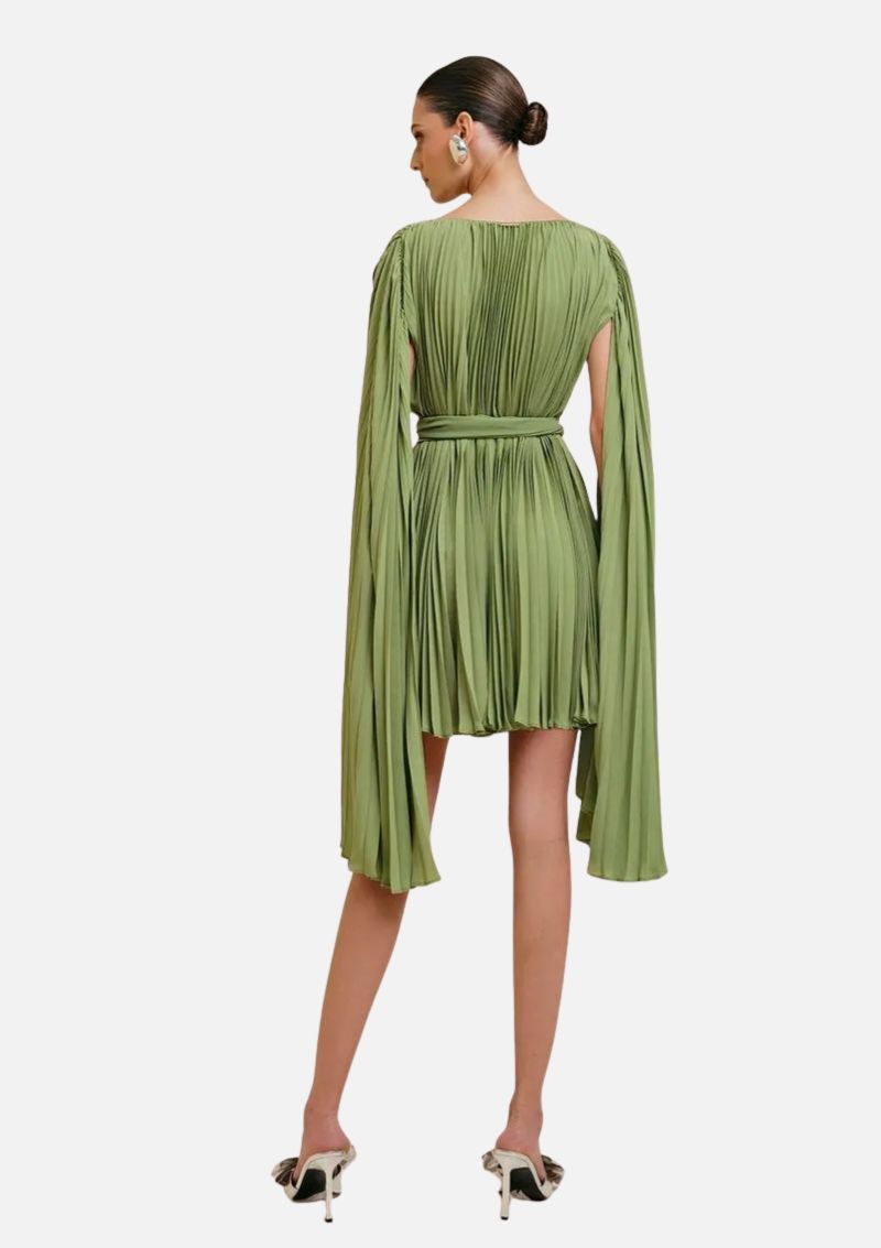 Vestido Curto Decote Redondo Com Faixa Verde Morena Rosa - Imagem 3