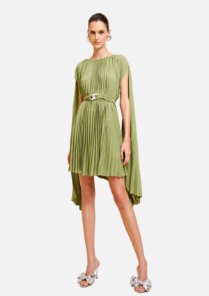 Vestido Curto Decote Redondo Com Faixa Verde Morena Rosa