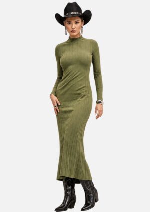 Vestido Canelado Manga Longa Sommer