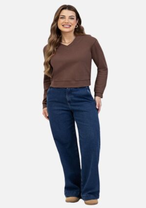 Blusa De Moletom Decote V Cativa