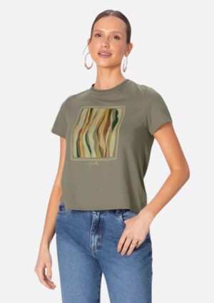 Camiseta Gola Retilínea Estampa Frontal Em Algodão Malwee