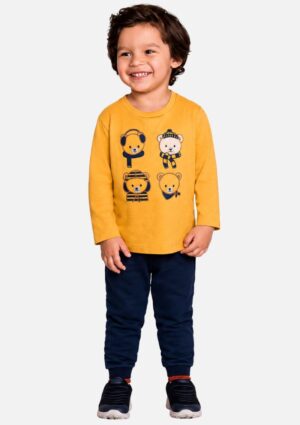 Camiseta Manga Longa Infantil Masculina Ursinhos Milon