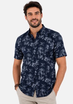 Camisa Masculina Estampada Preta Manga Curta DLZ