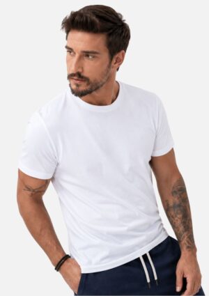 Camiseta Masculina Plus Size Meia Malha De Algodão Branca FBR