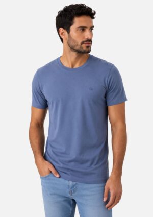 Camiseta Masculina Azul Slim Essencial 100% Algodão Ogochi
