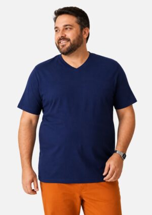 Camiseta Masculina Plus Size Básica Azul Marinho Malwee