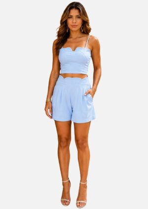 Conjunto Feminino Cropped E Shorts Nuvens Egoíste