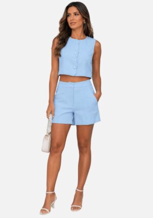 Conjunto Feminino Cropped E Shorts Alfaiataria Egoiste