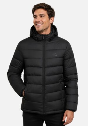 Jaqueta Masculina Puffer Peluciada Preta Com Capuz Mormaii