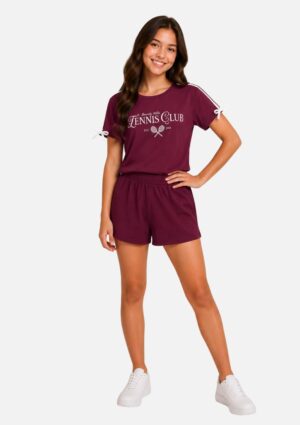 Conjunto Blusa College E Shorts Texturizado Fakini