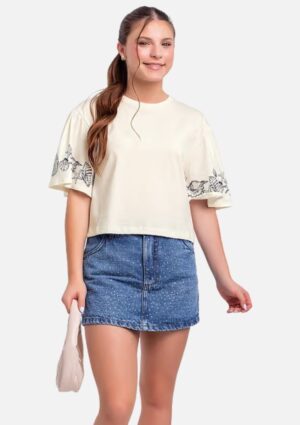 Blusa Juvenil Mangas Amplas Estampada Fakini