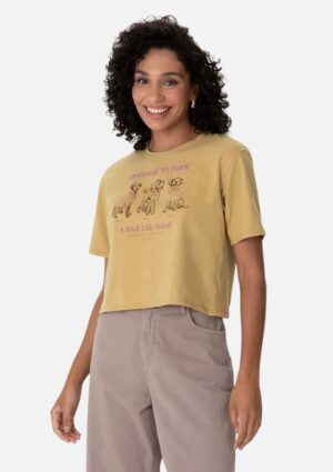 Camiseta Feminina Manga Curta Em Algodão Estampa Cachorros Malwee