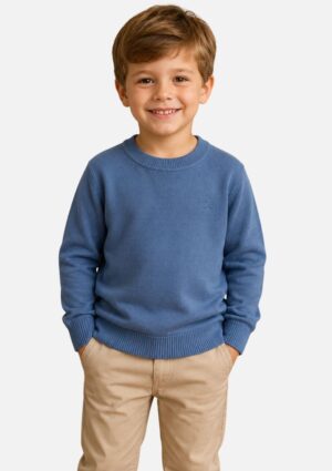 Suéter Infantil Tricot Slim Azul Ogochi