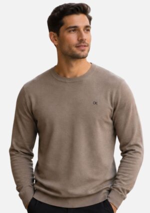 Suéter Tricot Slim Essencial Bege Escuro Ogochi