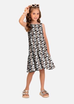 Vestido Estampa De Corações Com Babado Kyly