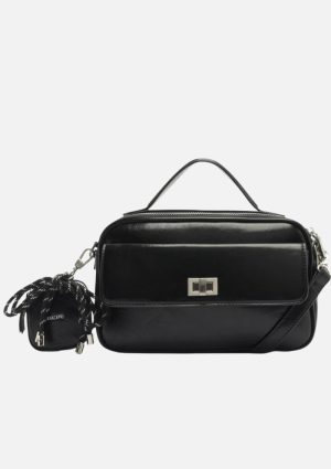 Bolsa Tiracolo Média Bag Charm Atacador Preta Anacapri