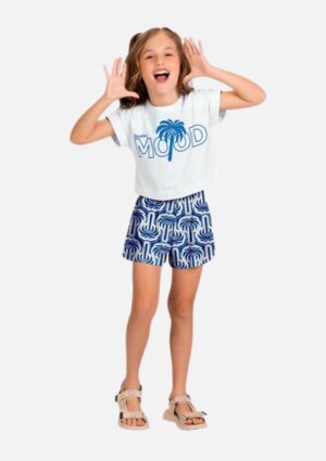 Conjunto Cropped Short Estampa Palmeiras Kyly