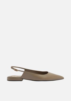 Sapatilha Cinza Couro Slingback Bico Fino Arezzo