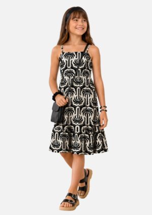 Vestido Juvenil Estampa Palmeiras Kyly