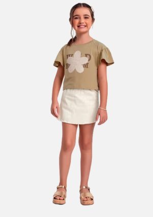 Conjunto Blusa E Shorts-Saia Com Bordado Chenille Fakini