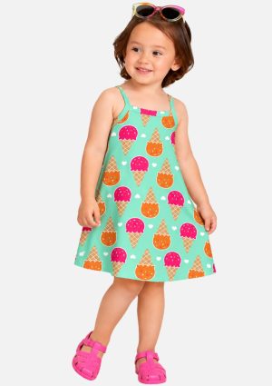 Vestido Bebê Estampa Sorvetes Kyly