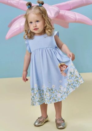 Vestido Em Cotton De Bebê Azul Kukiê