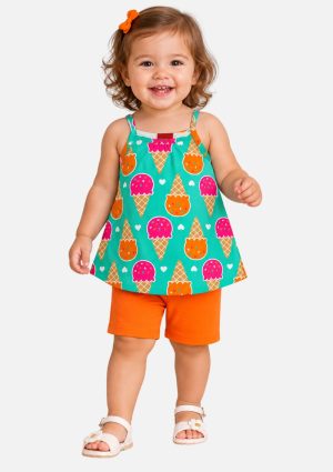Conjunto Bebê Menina Estampado Sorvete Kyly