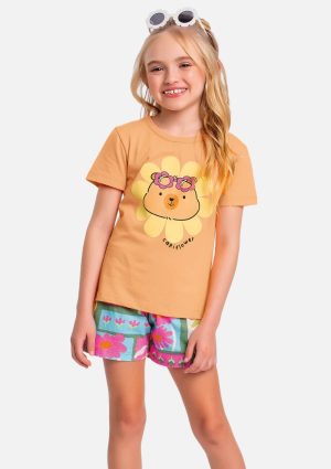 Conjunto Blusa Capivara E Shorts Floral Fakini