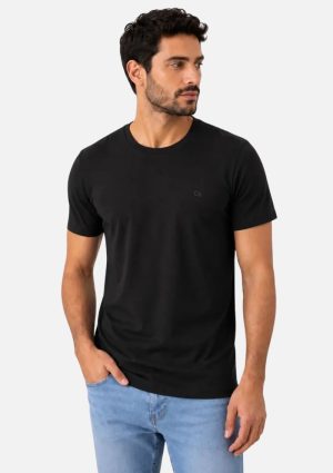 Camiseta Masculina Preta Slim Essencial 100% Algodão Ogochi